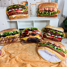 Load image into Gallery viewer, Lifelike Plush Hamburger Throw Pillow with Blanket 2 In 1