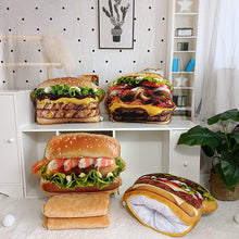 Load image into Gallery viewer, Lifelike Plush Hamburger Throw Pillow with Blanket 2 In 1