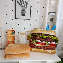 Load image into Gallery viewer, Lifelike Plush Hamburger Throw Pillow with Blanket 2 In 1
