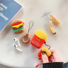 Load image into Gallery viewer, Cute Hamburger &amp; Chips AirPods Case - Fun and Playful Silicone Protective Cover with Keychain
