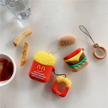 Load image into Gallery viewer, Cute Hamburger &amp; Chips AirPods Case - Fun and Playful Silicone Protective Cover with Keychain
