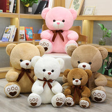 Load image into Gallery viewer, teddy bears with ribbon, white teddy bear, pink teddy bear, brown teddy bear
