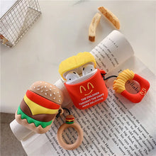 Load image into Gallery viewer, Cute Hamburger &amp; Chips AirPods Case - Fun and Playful Silicone Protective Cover with Keychain
