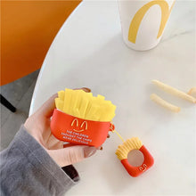 Load image into Gallery viewer, Cute Hamburger &amp; Chips AirPods Case - Fun and Playful Silicone Protective Cover with Keychain
