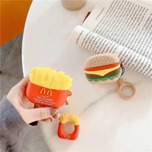 Load image into Gallery viewer, Cute Hamburger &amp; Chips AirPods Case - Fun and Playful Silicone Protective Cover with Keychain
