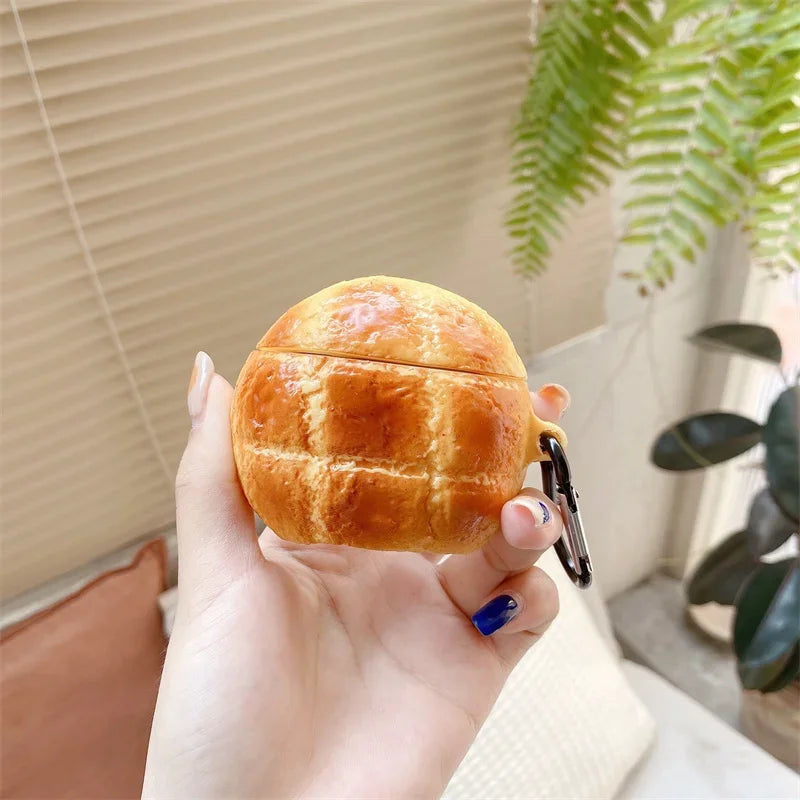 Cute Bread AirPods Cover - Soft Silicone Protective Case Shaped Like a Loaf of Bread, Fun and Unique Design