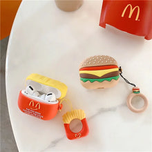 Load image into Gallery viewer, Cute Hamburger &amp; Chips AirPods Case - Fun and Playful Silicone Protective Cover with Keychain
