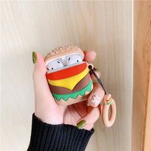 Load image into Gallery viewer, Cute Hamburger &amp; Chips AirPods Case - Fun and Playful Silicone Protective Cover with Keychain
