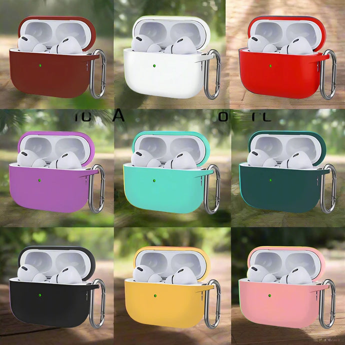 Cute Silicone Colors AirPods Case with Keychain - Bright and Durable Protective Cover