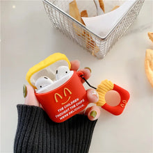 Load image into Gallery viewer, Cute Hamburger &amp; Chips AirPods Case - Fun and Playful Silicone Protective Cover with Keychain
